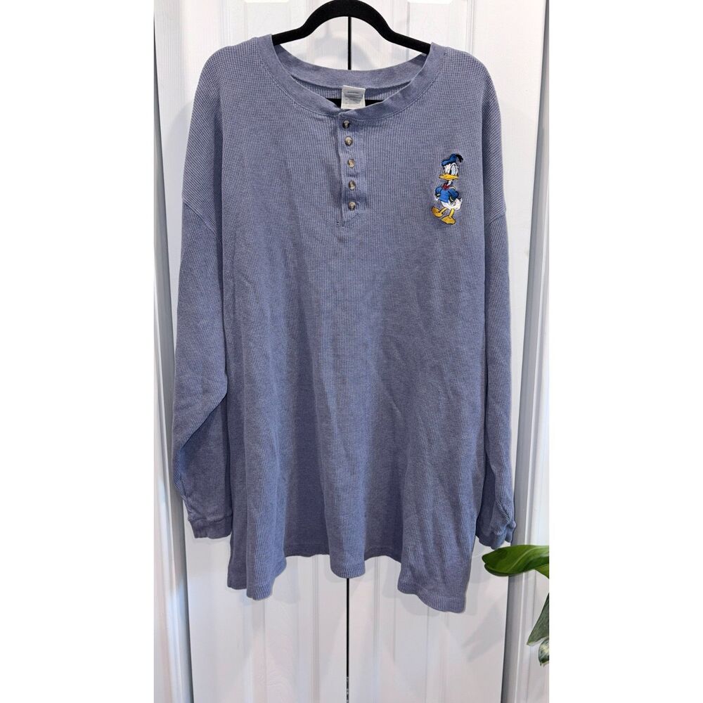 Vintage Disney Catalog Donald Duck Waffle Knit Henley Thermal Shirt 4X